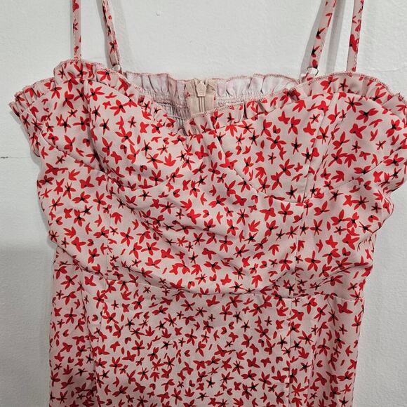 Princess Poly Deniz Pink Mini Dress Ruffle Floral Spaghetti Straps Size Small/6 - Picture 3 of 7